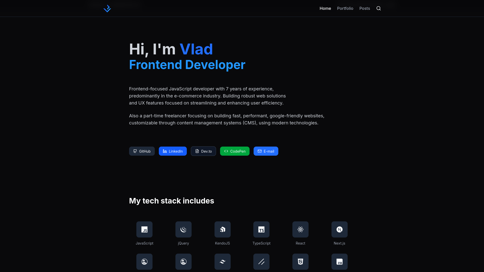 VladimirP.dev website screenshot